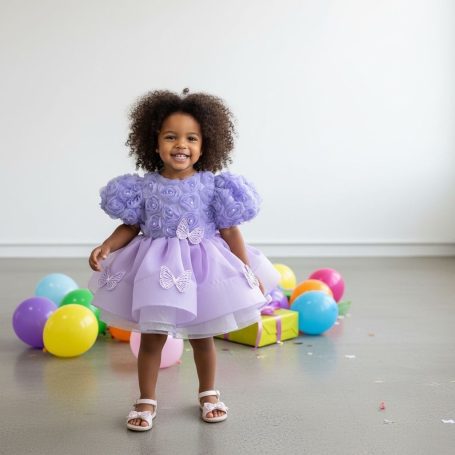 ¡Lila princesa con pompón encantador! Vestido niña lila pompón mariposas tutú – cumpleaños princesa by Mohini Bebé