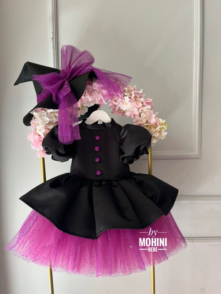 ¡Mini bruja princesa en negro y morado! 🖤💜 Disfraz niña bruja princesa negro morado tutú lazo grande – Halloween carnaval by Mohini Bebé.
